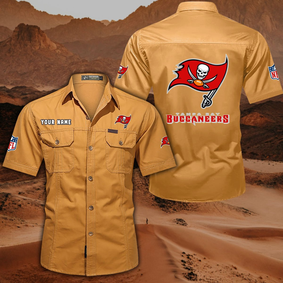 FINAL SALE - NEW CUSTOMIZED NFL10 TBB TAMPA BAY BUCCANEERS MUTICOLOR MEN'S CARGO SHIRT