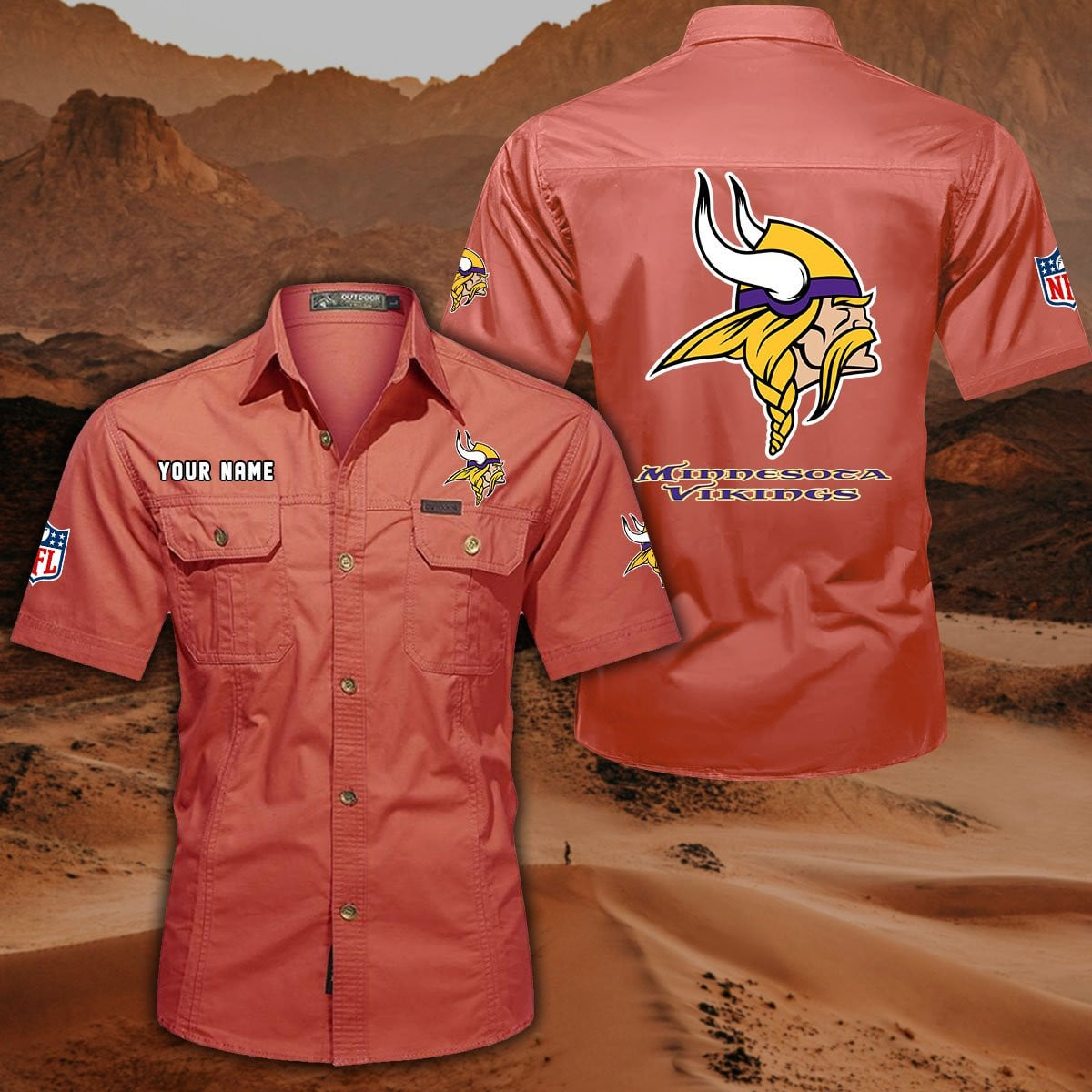 FINAL SALE - NEW CUSTOMIZED NFL05 MVK MINNESOTA VIKINGS MUTICOLOR MEN'S CARGO SHIRT