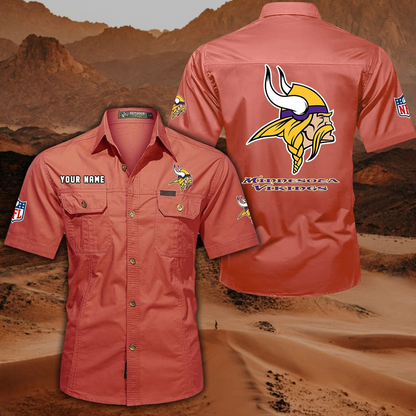 FINAL SALE - NEW CUSTOMIZED NFL05 MVK MINNESOTA VIKINGS MUTICOLOR MEN'S CARGO SHIRT