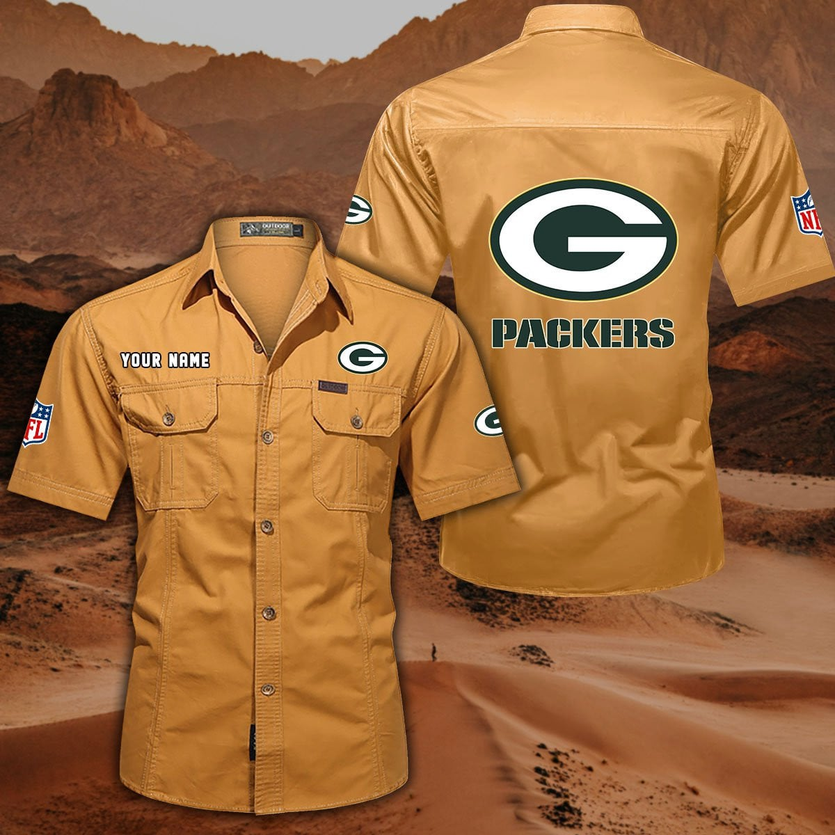 FINAL SALE - NEW CUSTOMIZED NFL08 GBP GREEN BAY PACKERS MUTICOLOR MEN'S CARGO SHIRT
