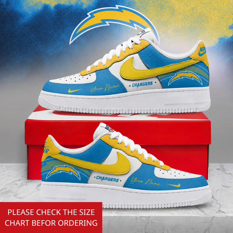 FINAL SALE - NEW CUSTOMIZED NFL09 LAC LOS ANGELES CHARGERS AF1 SHOES