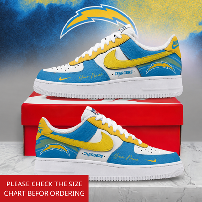 FINAL SALE - NEW CUSTOMIZED NFL09 LAC LOS ANGELES CHARGERS AF1 SHOES
