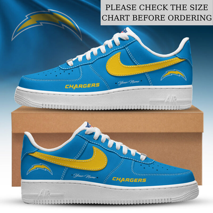FLASH SALE - NEW CUSTOMIZED NFL09 LAC LOS ANGELES CHARGERS AF1 SHOES