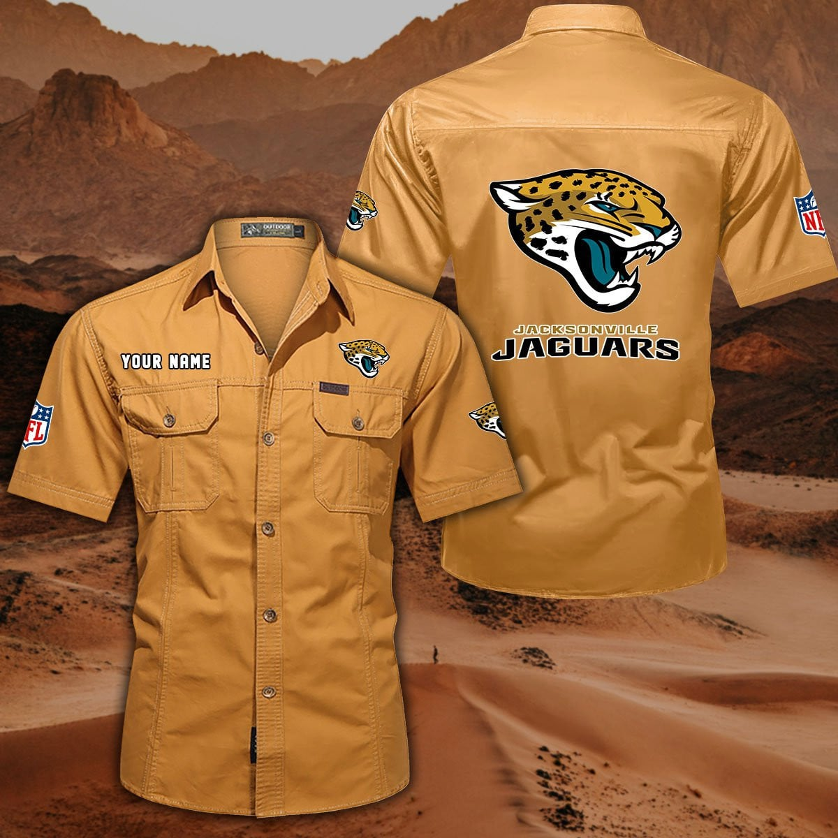 FINAL SALE - NEW CUSTOMIZED NFL30 JSJ JACKSONVILLE JAGUARS MUTICOLOR MEN'S CARGO SHIRT