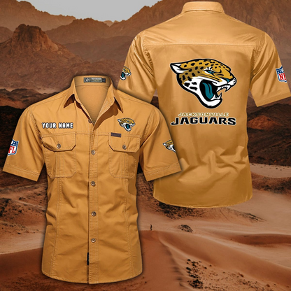 FINAL SALE - NEW CUSTOMIZED NFL30 JSJ JACKSONVILLE JAGUARS MUTICOLOR MEN'S CARGO SHIRT