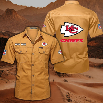 FINAL SALE - NEW CUSTOMIZED NFL01 KCC KANSAS CITY CHIEFS MUTICOLOR MEN'S CARGO SHIRT