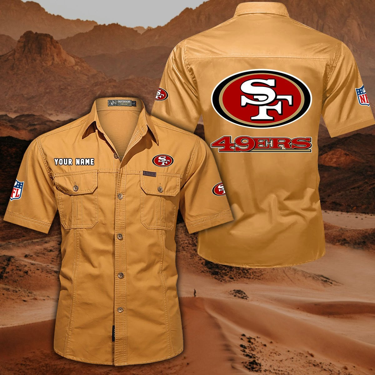 FINAL SALE - NEW CUSTOMIZED NFL11 SF49 SAN FRANCISCO 49ERS MUTICOLOR MEN'S CARGO SHIRT