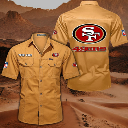 FINAL SALE - NEW CUSTOMIZED NFL11 SF49 SAN FRANCISCO 49ERS MUTICOLOR MEN'S CARGO SHIRT