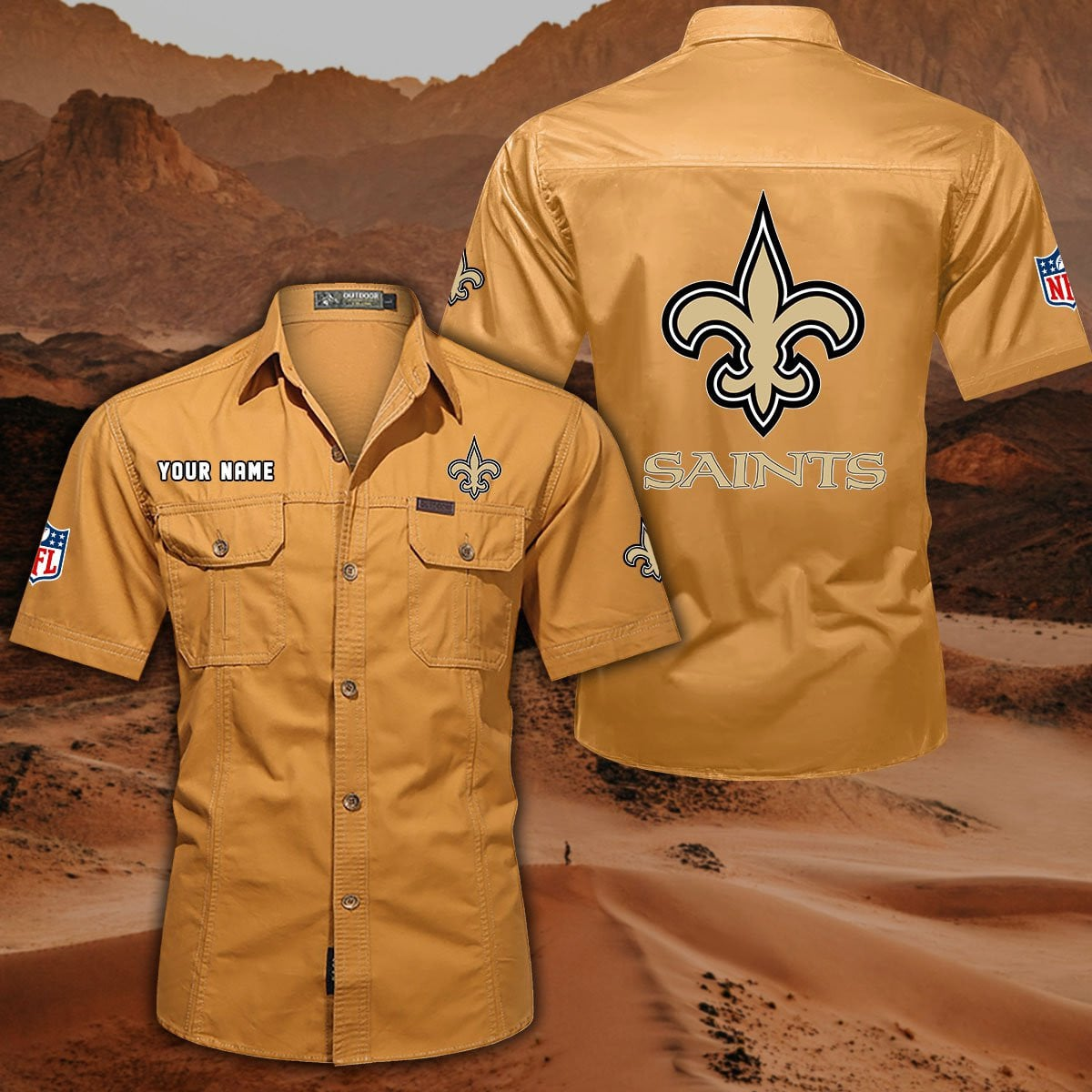 FINAL SALE - NEW CUSTOMIZED NFL24 NOS NEW ORLEANS SAINTS MUTICOLOR MEN'S CARGO SHIRT