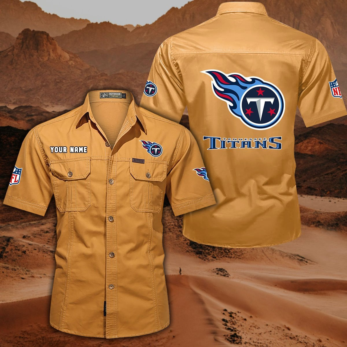 FINAL SALE - NEW CUSTOMIZED NFL31 TST TENNESSEE TITANS MUTICOLOR MEN'S CARGO SHIRT