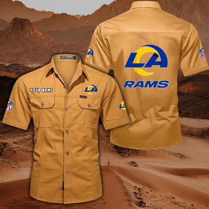 FINAL SALE - NEW CUSTOMIZED NFL22 LAR LOS ANGELES RAMS MUTICOLOR MEN'S CARGO SHIRT
