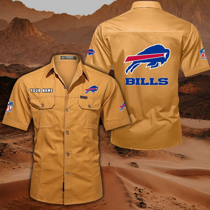 FINAL SALE - NEW CUSTOMIZED NFL03 BFB BUFFALO BILLS MUTICOLOR MEN'S CARGO SHIRT