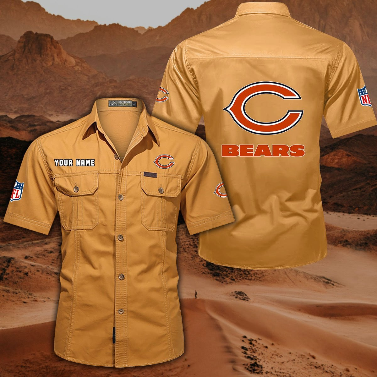 FINAL SALE - NEW CUSTOMIZED NFL26 CCB CHICAGO BEARS MUTICOLOR MEN'S CARGO SHIRT