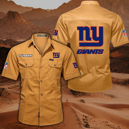FINAL SALE - NEW CUSTOMIZED NFL32 NYG NEW YORK GIANTS MUTICOLOR MEN'S CARGO SHIRT