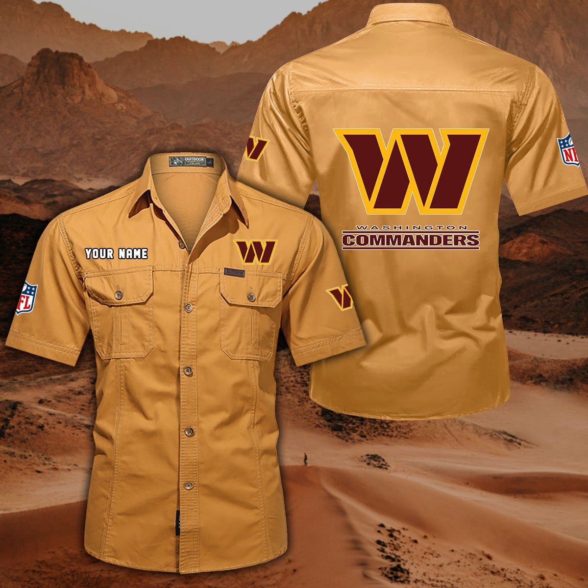 FINAL SALE - NEW CUSTOMIZED NFL12 WTC WASHINGTON COMMANDERS MUTICOLOR MEN'S CARGO SHIRT
