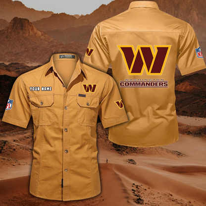 FINAL SALE - NEW CUSTOMIZED NFL12 WTC WASHINGTON COMMANDERS MUTICOLOR MEN'S CARGO SHIRT