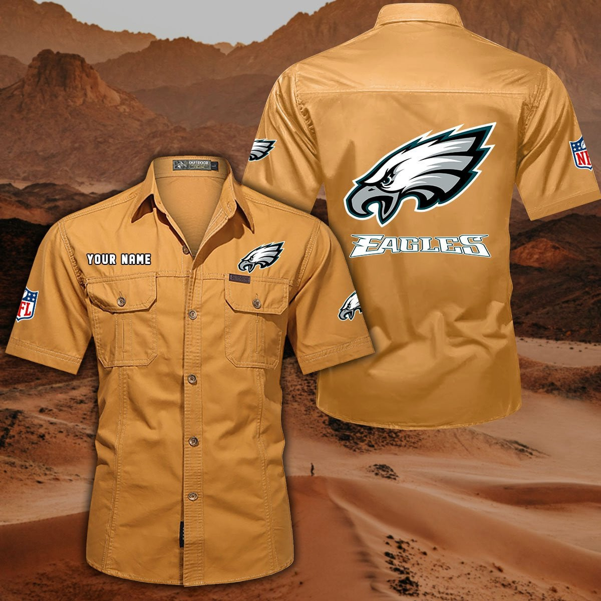 FINAL SALE - NEW CUSTOMIZED NFL02 PPE PHILADELPHIA EAGLES MUTICOLOR MEN'S CARGO SHIRT