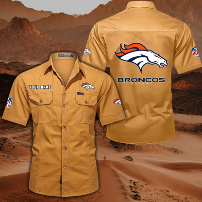 FINAL SALE - NEW CUSTOMIZED NFL13 DVB DENVER BRONCOS MUTICOLOR MEN'S CARGO SHIRT