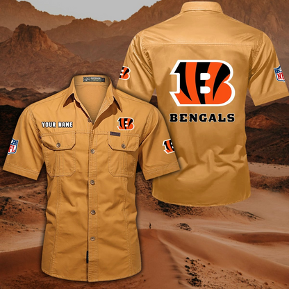 FINAL SALE - NEW CUSTOMIZED NFL16 CCB CINCINNATI BENGALS MUTICOLOR MEN'S CARGO SHIRT