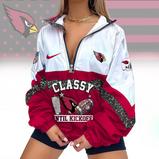 FINAL SALE - NEW CUSTOMIZED NFL20 ARC ARIZONA CARDINALS V-NECK ZIPPER SWEATSHIRT JACKET
