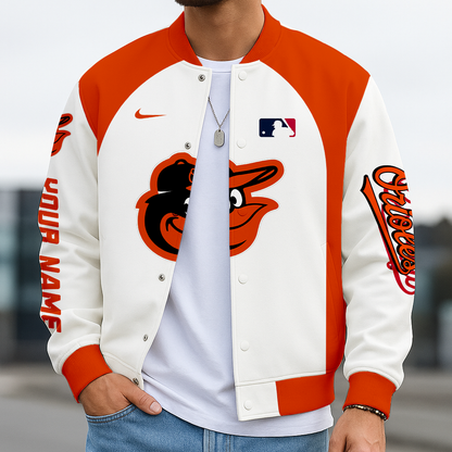 LIMITED EDITION - NEW CUSTOMIZED MLB25 BOS BT ORIOLES BASEBALL JACKET, SATIN VARSITY JACKET