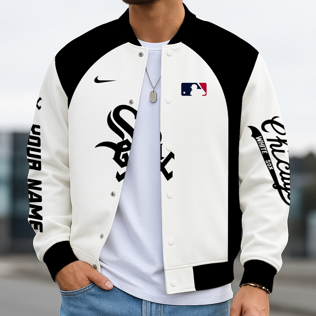 LIMITED EDITION - NEW CUSTOMIZED MLB26 CWS CW SOX  BASEBALL JACKET, SATIN VARSITY JACKET