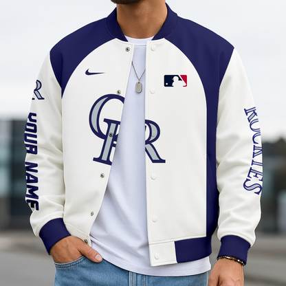 LIMITED EDITION - NEW CUSTOMIZED MLB30 COR CL ROCKIES BASEBALL JACKET, SATIN VARSITY JACKET