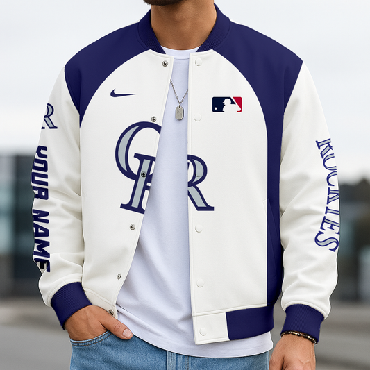 LIMITED EDITION - NEW CUSTOMIZED MLB30 COR CL ROCKIES BASEBALL JACKET, SATIN VARSITY JACKET