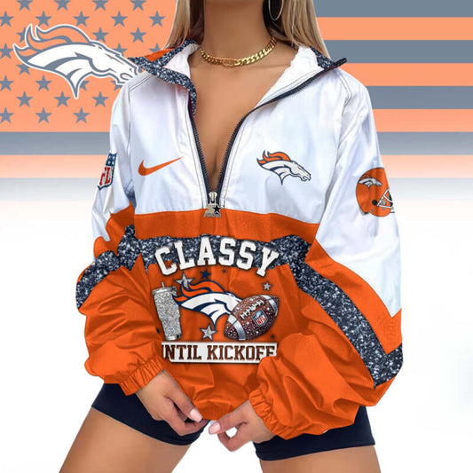 FINAL SALE - NEW CUSTOMIZED NFL13 DVB DENVER BRONCOS V-NECK ZIPPER SWEATSHIRT JACKET
