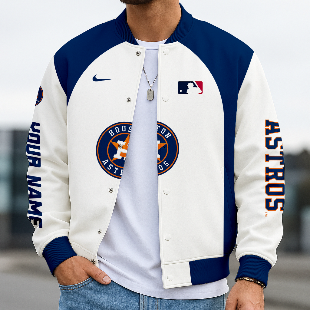LIMITED EDITION - NEW CUSTOMIZED MLB10 HAS HT ASTROS BASEBALL JACKET, SATIN VARSITY JACKE