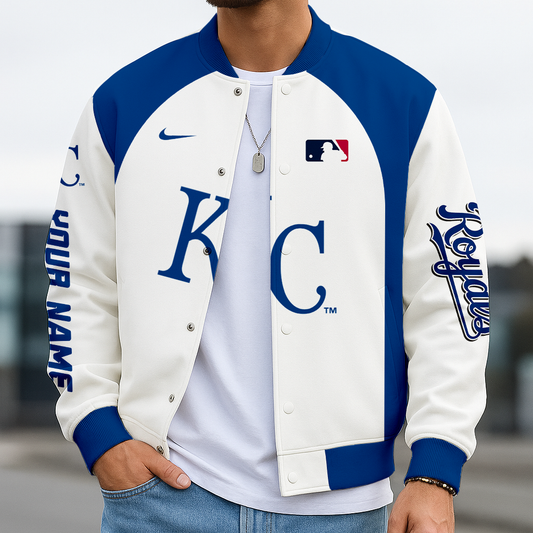 LIMITED EDITION - NEW CUSTOMIZED MLB19 KCR KC ROYALS BASEBALL JACKET, SATIN VARSITY JACKET