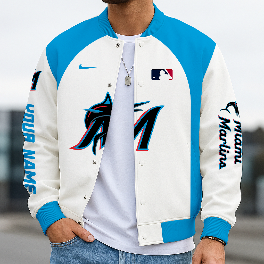 LIMITED EDITION - NEW CUSTOMIZED MLB20 MMS MI MARLINS BASEBALL JACKET, SATIN VARSITY JACKET