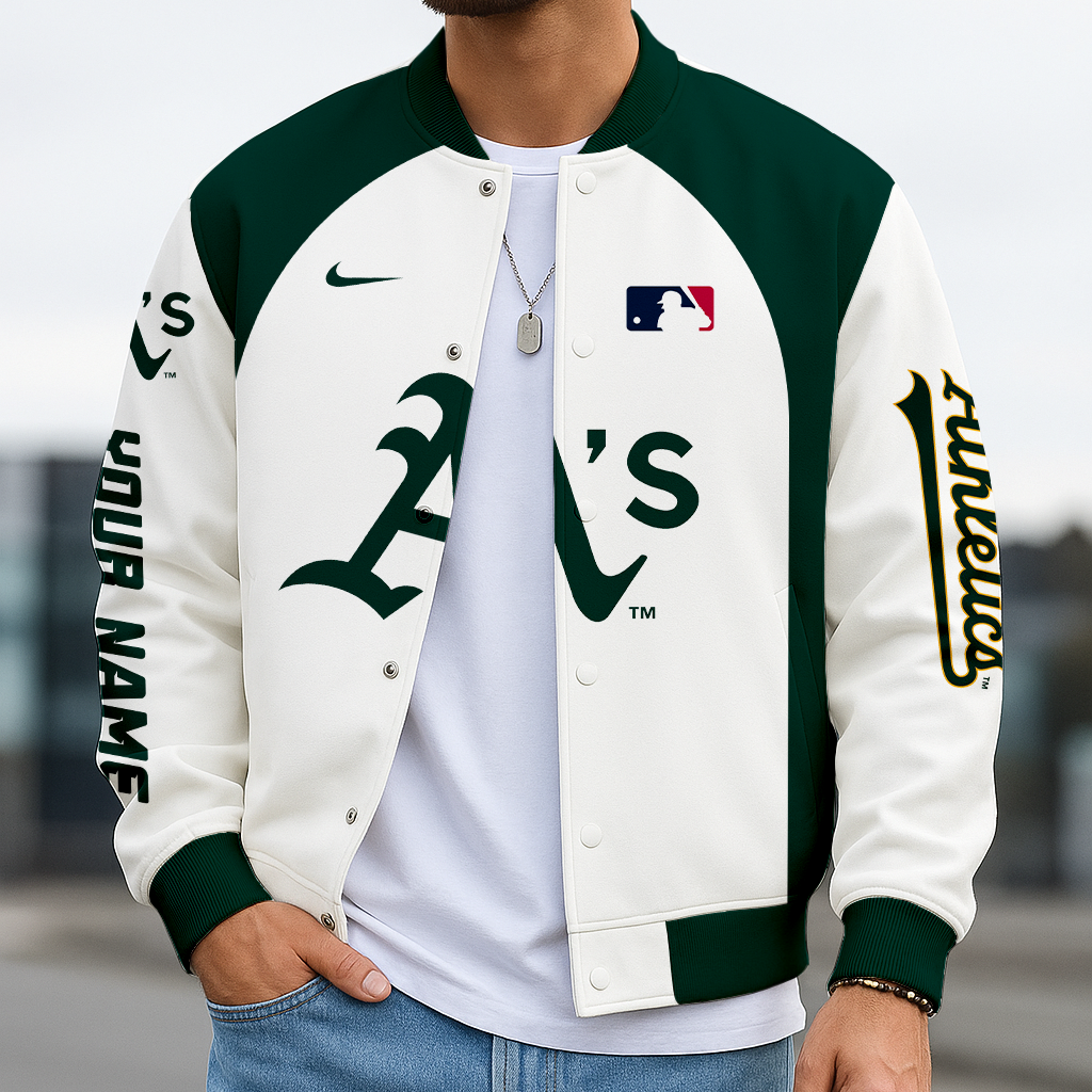 LIMITED EDITION - NEW CUSTOMIZED MLB23 OAS OL ATHLETICS BASEBALL JACKET, SATIN VARSITY JACKET