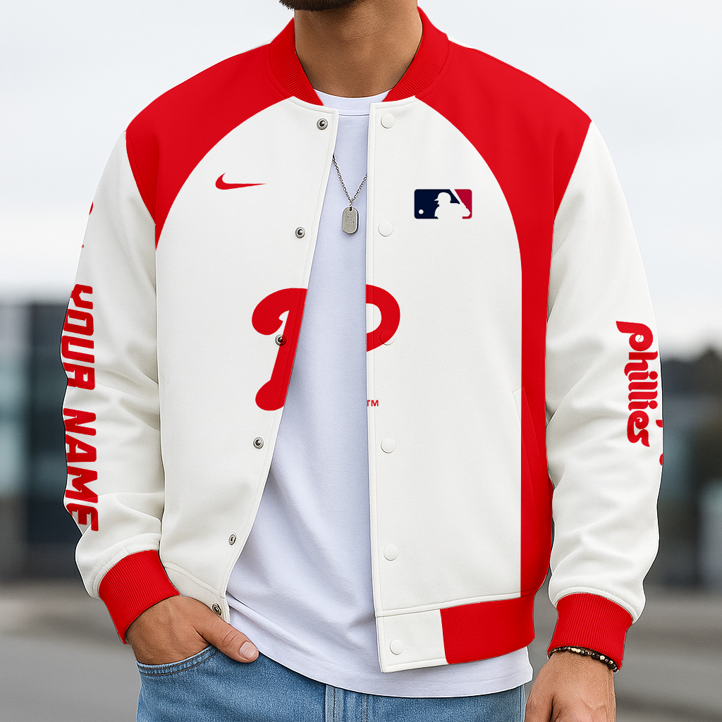 LIMITED EDITION - NEW CUSTOMIZED MLB11 PPS PH PHILLIES BASEBALL JACKET, SATIN VARSITY JACKET