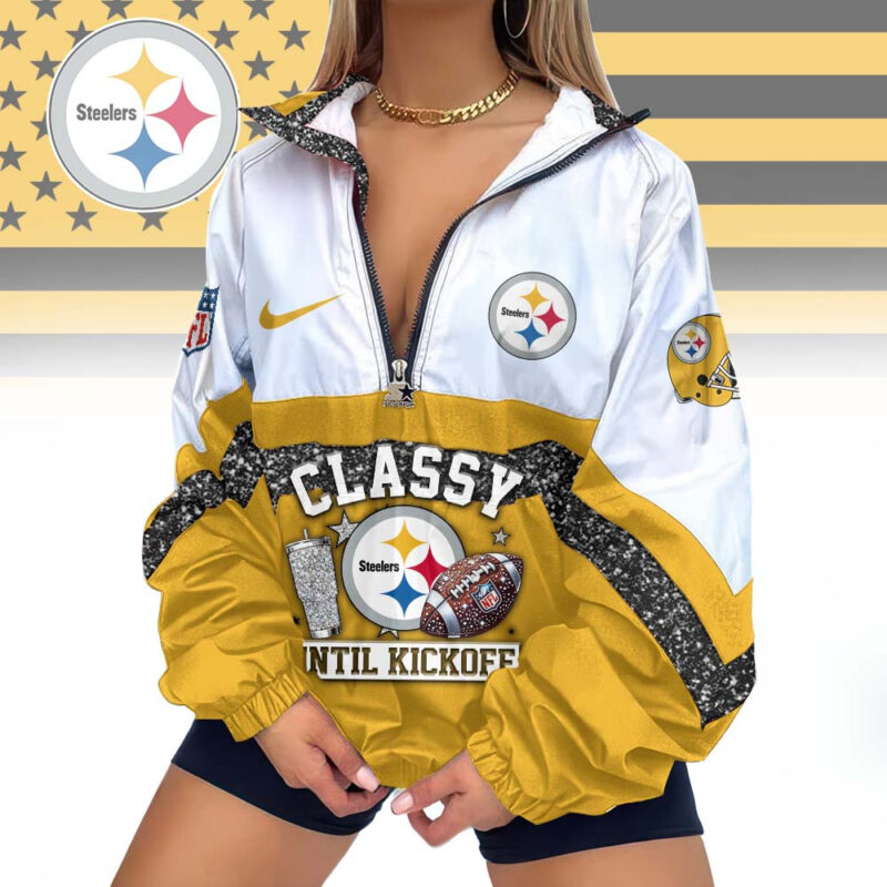 FINAL SALE - NEW CUSTOMIZED NFL14 PSB PITTSBURGH STEELERS V-NECK ZIPPER SWEATSHIRT JACKET