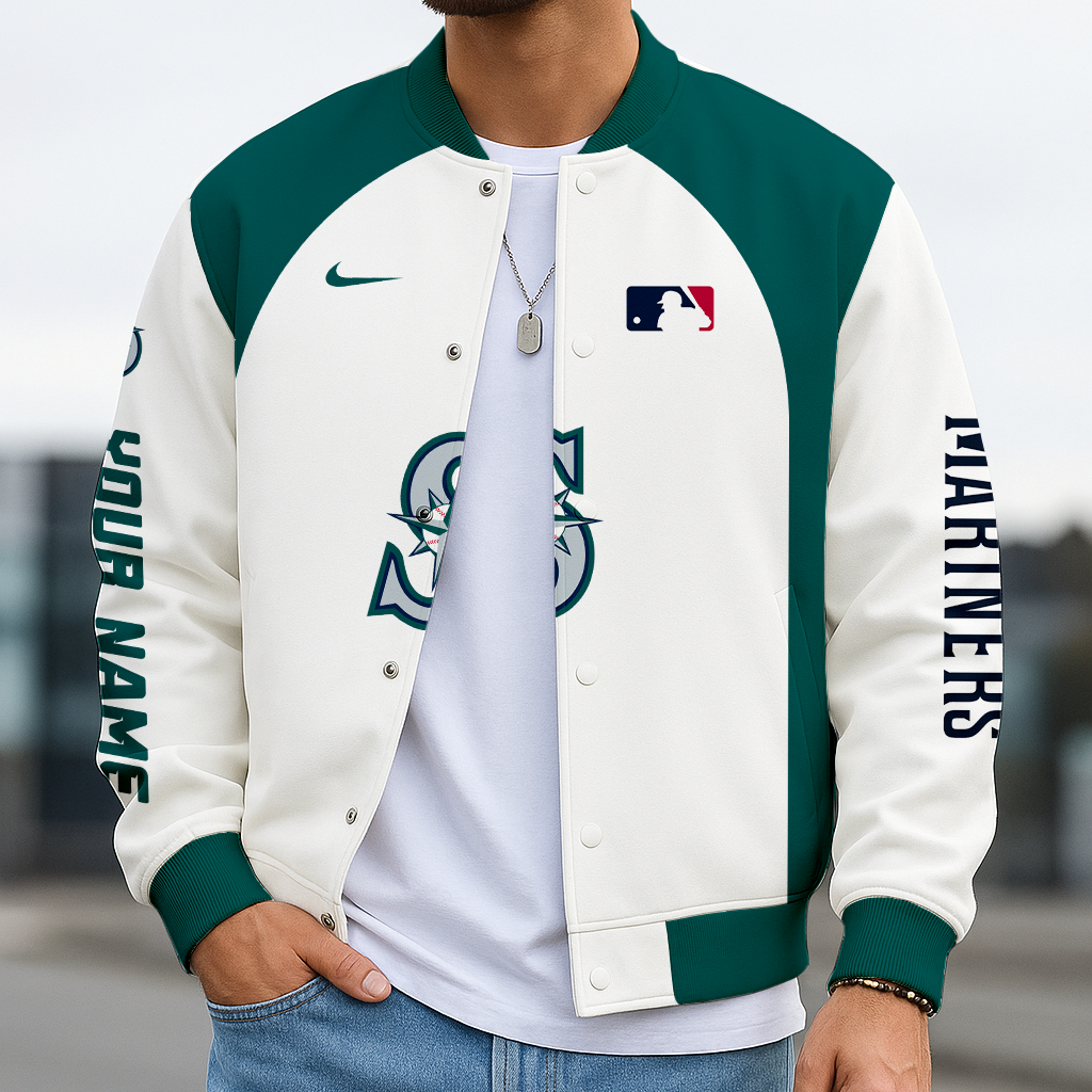 LIMITED EDITION - NEW CUSTOMIZED MLB14 SMS ST MARINERS BASEBALL JACKET, SATIN VARSITY JACKET