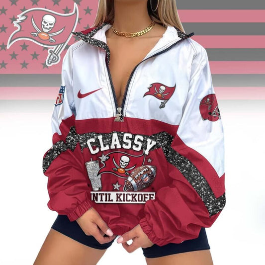 FINAL SALE - NEW CUSTOMIZED NFL10 TBB TAMPA BAY BUCCANEERS V-NECK ZIPPER SWEATSHIRT JACKET