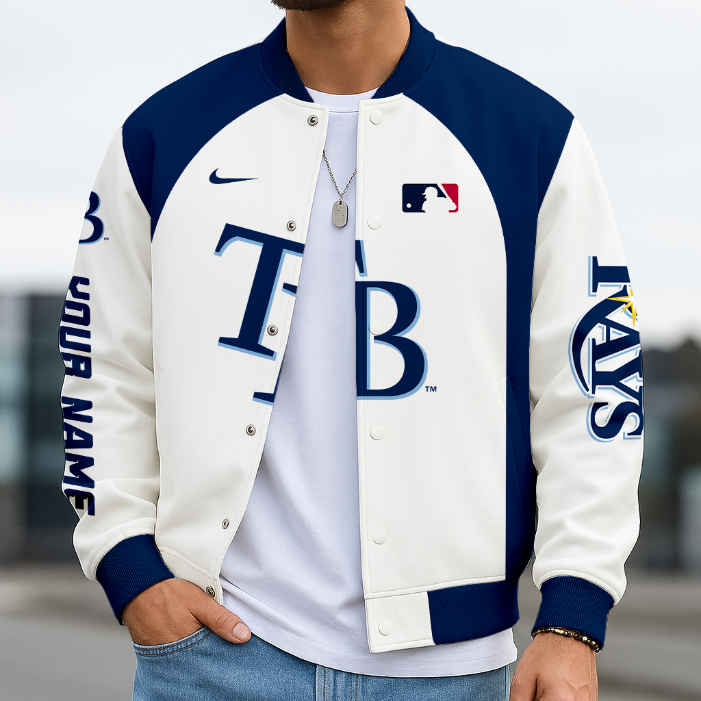 LIMITED EDITION - NEW CUSTOMIZED MLB21 TBR TB RAYS BASEBALL JACKET, SATIN VARSITY JACKET