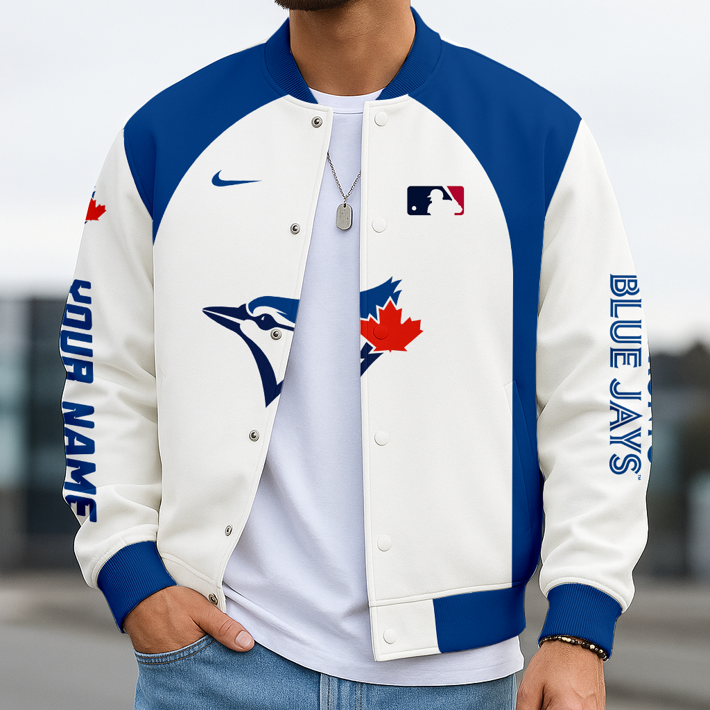 LIMITED EDITION - NEW CUSTOMIZED MLB12 TBJ TR BLUE JAYS BASEBALL JACKET, SATIN VARSITY JACKET