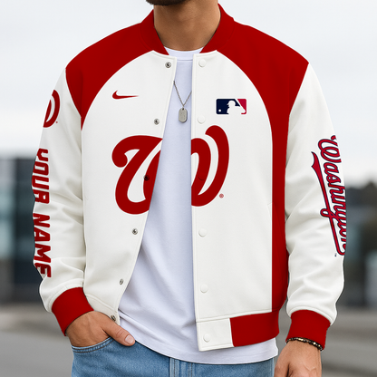 LIMITED EDITION - NEW CUSTOMIZED MLB28 WNS WA NATIONALS BASEBALL JACKET, SATIN VARSITY JACKET