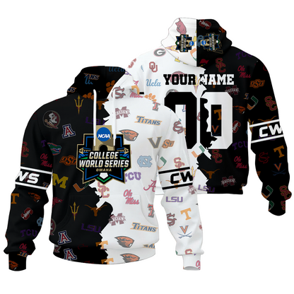 MEGA SALE - NEW CUSTOMIZED NCAA32 COLLEGE WORLD SERIES ALL TEAMS UNISEX HOODIE & ZIP HOODIE
